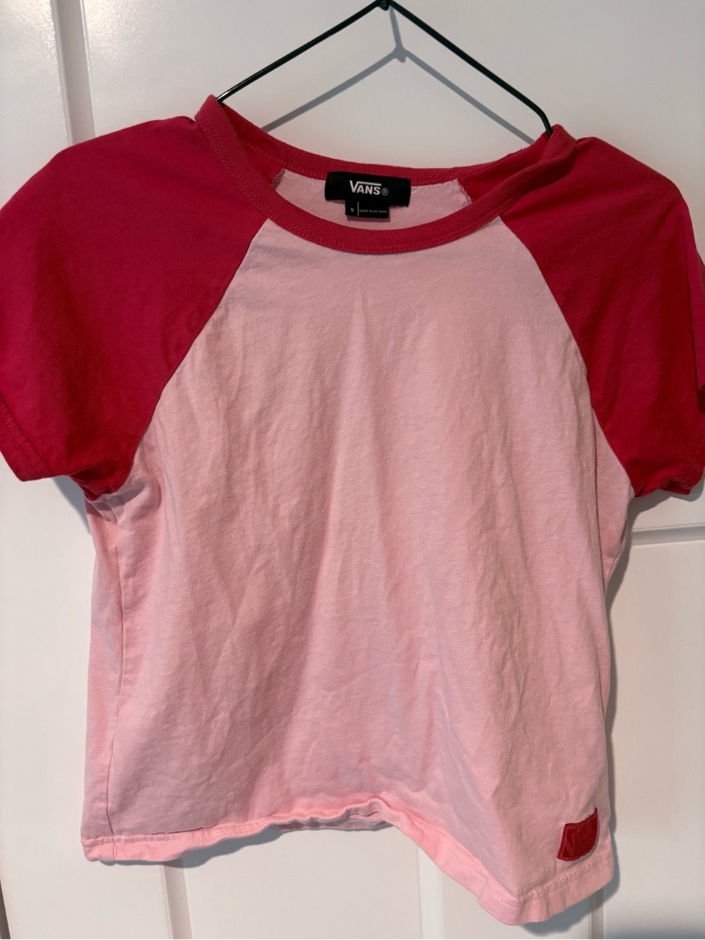 Vans Pink & Red Raglan Short Sleeve Tee